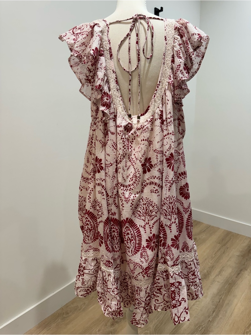 Maeve Anthropologie 2Xl plus Dress white red Floral Ruffles cotton crochet NWT - Picture 2 of 9